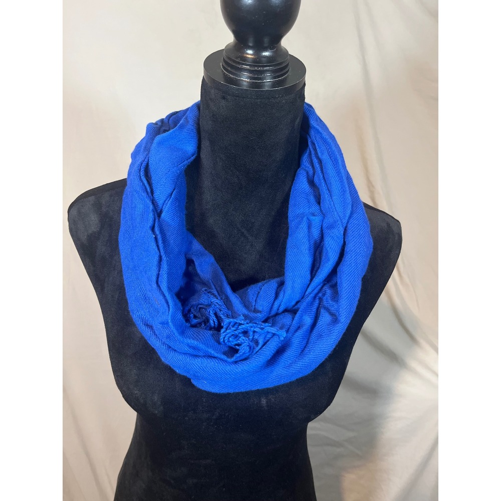 Unbranded Royal Blue Infinity Scarf Fringed Lightweight Cobalt Wrap Scarf